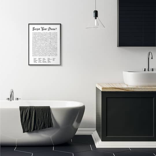 Stupell Industries Bathroom Word Search, Black Framed Pictures For Bathroom